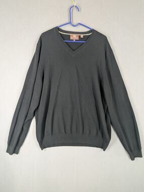 Hickey Freeman Men's 100% Cashmere V Neck Sweater Black XXL Pullover